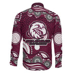 Manly Warringah Sea Eagles Family Matching Off The Shoulder Long Sleeve Dress and Hawaiian Shirt Aboriginal Dot Pattern - Rugby Mascot Heritage Pride