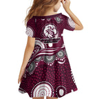 Manly Warringah Sea Eagles Family Matching Puletasi and Hawaiian Shirt Aboriginal Dot Pattern - Rugby Mascot Heritage Pride