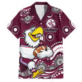 Manly Warringah Sea Eagles Family Matching Short Sleeve Bodycon Dress and Hawaiian Shirt Aboriginal Dot Pattern - Rugby Mascot Heritage Pride