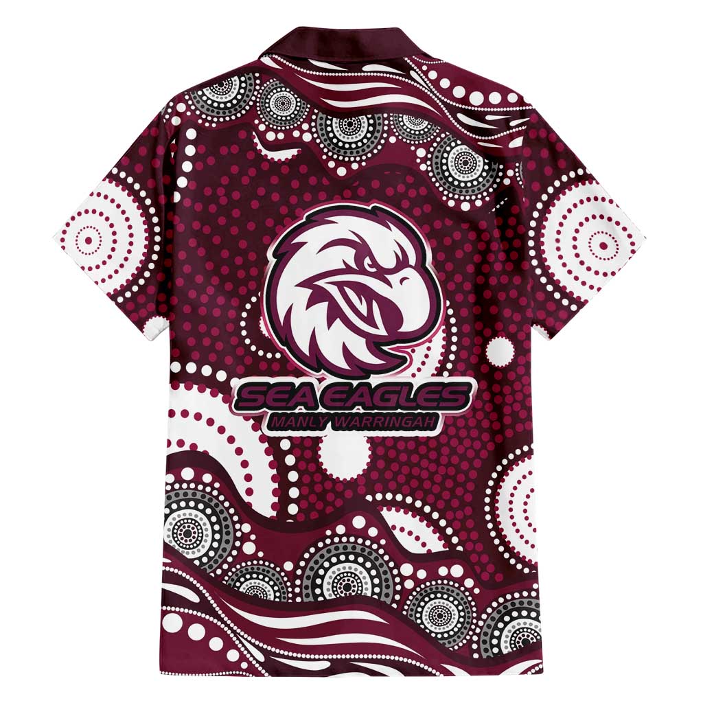 Manly Warringah Sea Eagles Family Matching Short Sleeve Bodycon Dress and Hawaiian Shirt Aboriginal Dot Pattern - Rugby Mascot Heritage Pride