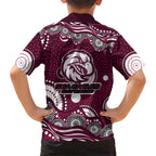 Manly Warringah Sea Eagles Family Matching Summer Maxi Dress and Hawaiian Shirt Aboriginal Dot Pattern - Rugby Mascot Heritage Pride