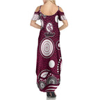 Manly Warringah Sea Eagles Family Matching Summer Maxi Dress and Hawaiian Shirt Aboriginal Dot Pattern - Rugby Mascot Heritage Pride