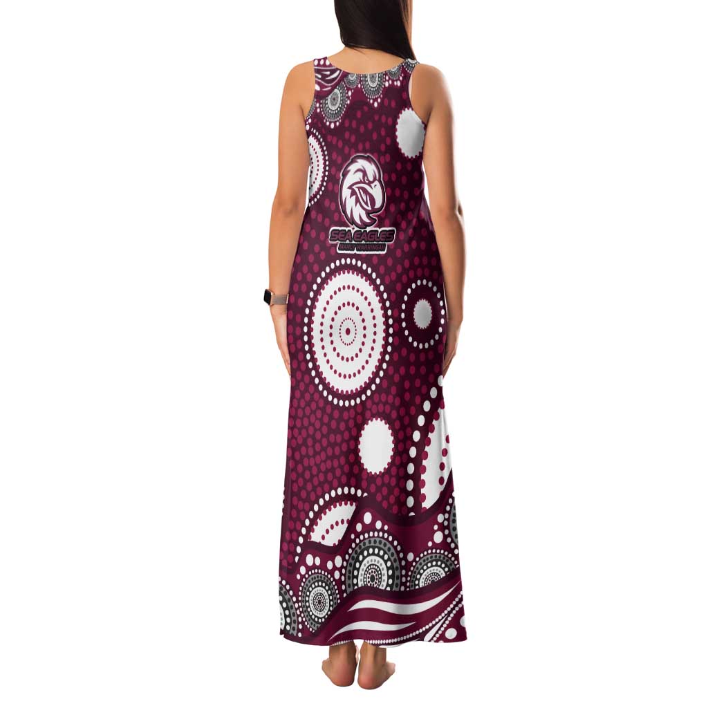 Manly Warringah Sea Eagles Family Matching Tank Maxi Dress and Hawaiian Shirt Aboriginal Dot Pattern - Rugby Mascot Heritage Pride