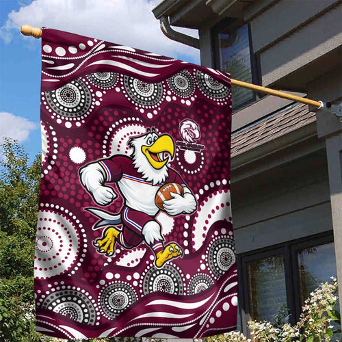 Manly Warringah Sea Eagles Garden Flag Aboriginal Dot Pattern - Rugby Mascot Heritage Pride