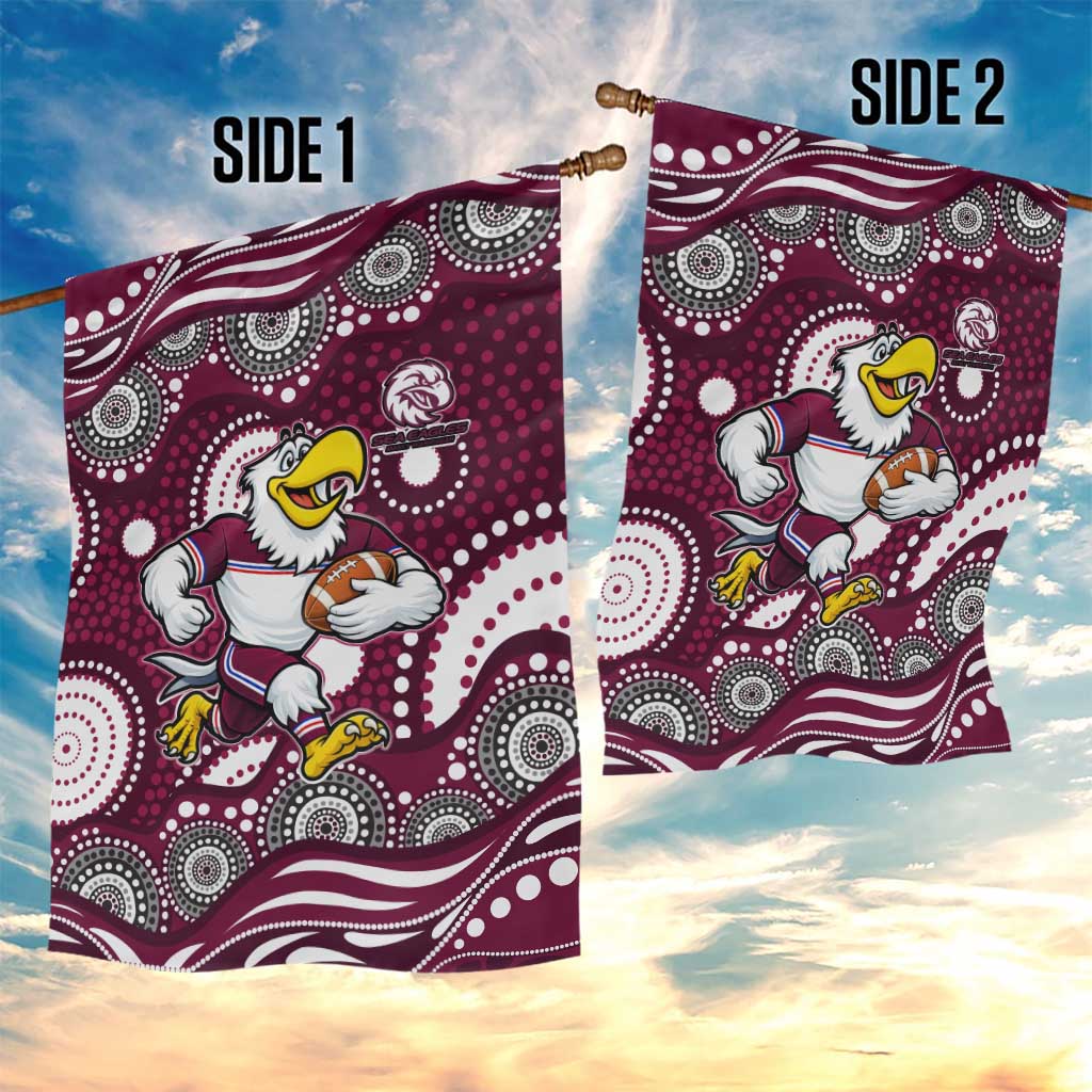 Manly Warringah Sea Eagles Garden Flag Aboriginal Dot Pattern - Rugby Mascot Heritage Pride