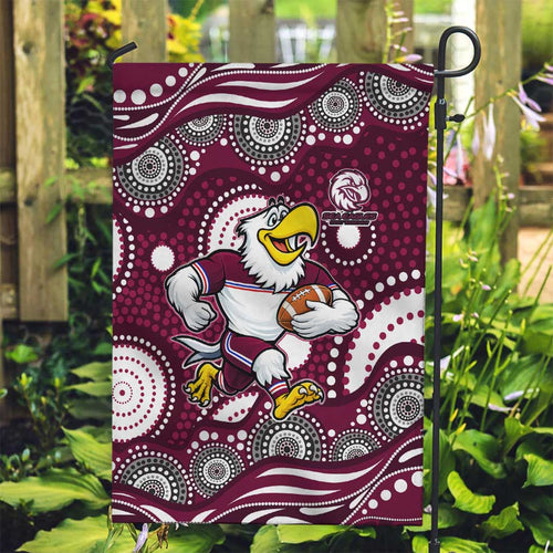 Manly Warringah Sea Eagles Garden Flag Aboriginal Dot Pattern - Rugby Mascot Heritage Pride