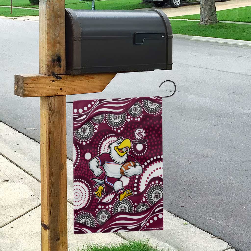 Manly Warringah Sea Eagles Garden Flag Aboriginal Dot Pattern - Rugby Mascot Heritage Pride