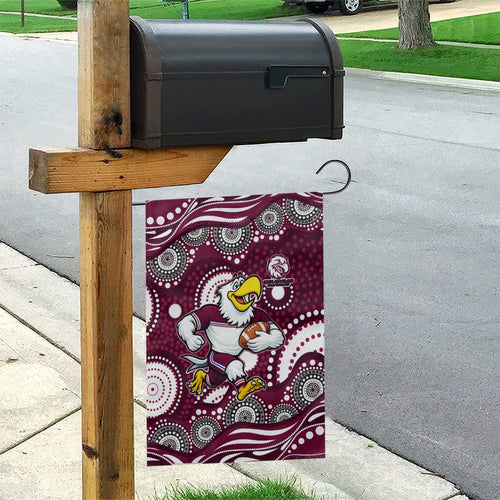 Manly Warringah Sea Eagles Garden Flag Aboriginal Dot Pattern - Rugby Mascot Heritage Pride