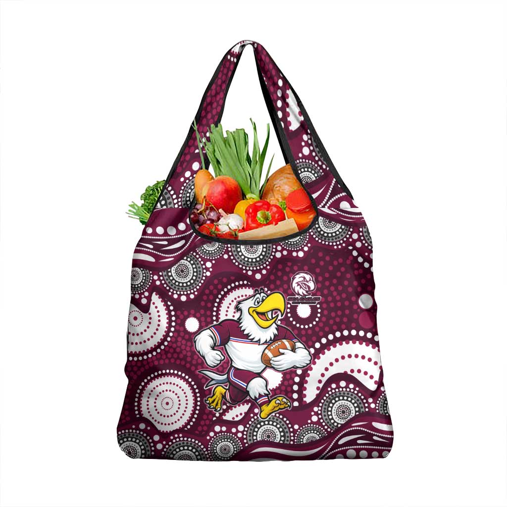 Manly Warringah Sea Eagles Grocery Bag Aboriginal Dot Pattern - Rugby Mascot Heritage Pride