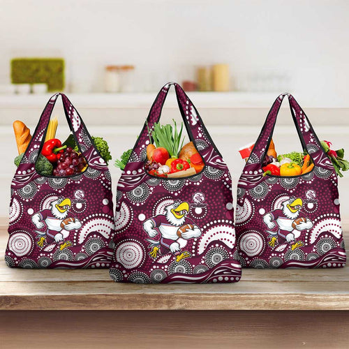 Manly Warringah Sea Eagles Grocery Bag Aboriginal Dot Pattern - Rugby Mascot Heritage Pride