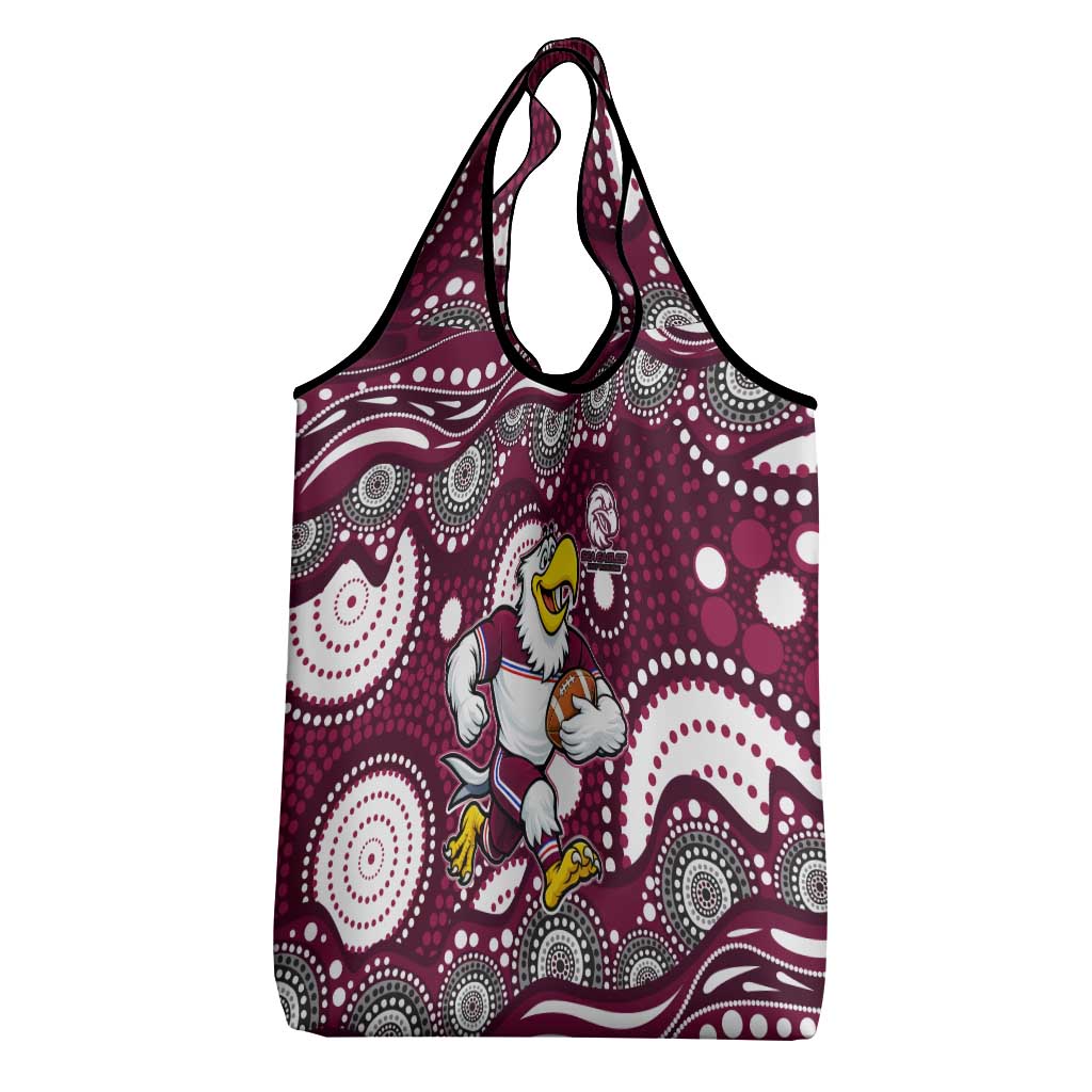 Manly Warringah Sea Eagles Grocery Bag Aboriginal Dot Pattern - Rugby Mascot Heritage Pride