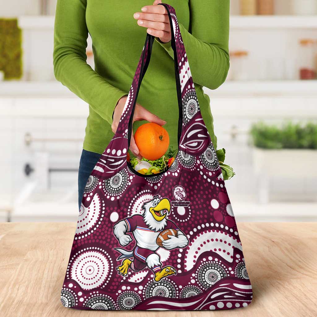 Manly Warringah Sea Eagles Grocery Bag Aboriginal Dot Pattern - Rugby Mascot Heritage Pride