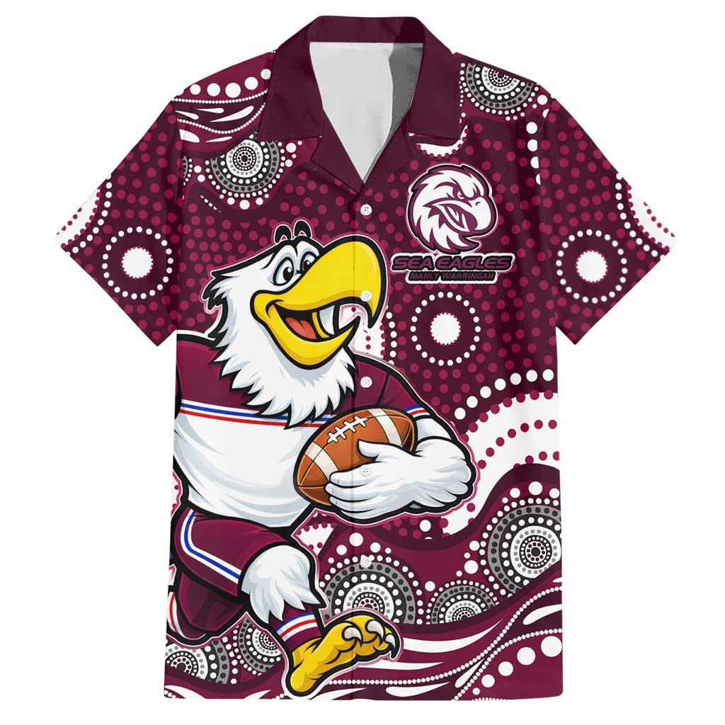 Manly Warringah Sea Eagles Hawaiian Shirt Aboriginal Dot Pattern - Rugby Mascot Heritage Pride