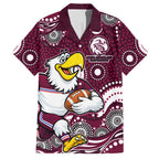 Manly Warringah Sea Eagles Hawaiian Shirt Aboriginal Dot Pattern - Rugby Mascot Heritage Pride