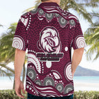 Manly Warringah Sea Eagles Hawaiian Shirt Aboriginal Dot Pattern - Rugby Mascot Heritage Pride