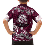 Manly Warringah Sea Eagles Hawaiian Shirt Aboriginal Dot Pattern - Rugby Mascot Heritage Pride