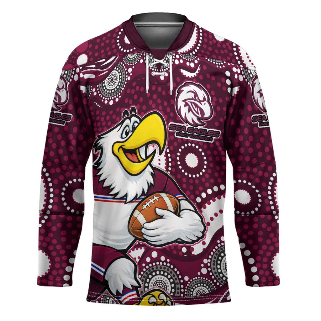 Manly Warringah Sea Eagles Hockey Jersey Aboriginal Dot Pattern - Rugby Mascot Heritage Pride