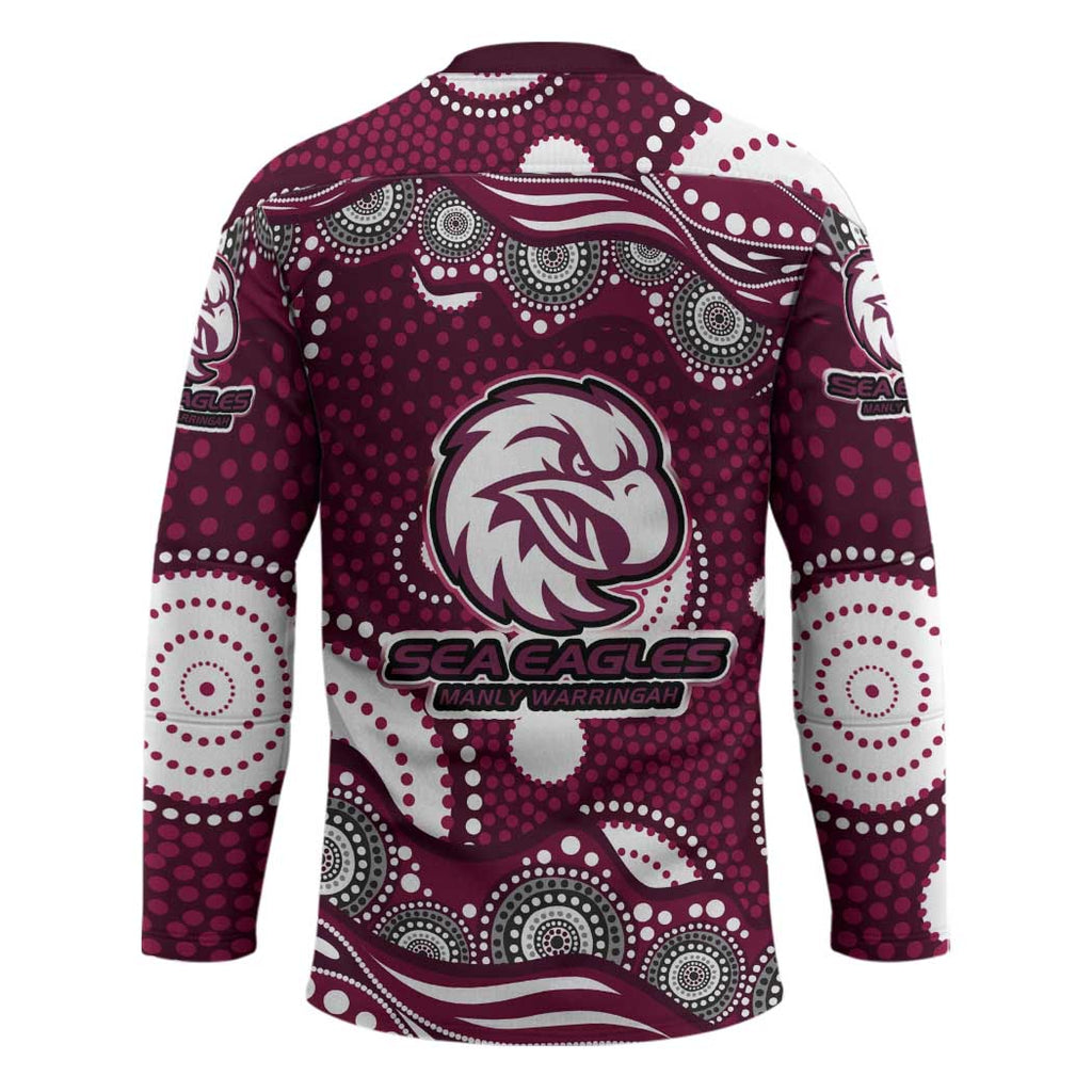 Manly Warringah Sea Eagles Hockey Jersey Aboriginal Dot Pattern - Rugby Mascot Heritage Pride
