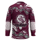 Manly Warringah Sea Eagles Hockey Jersey Aboriginal Dot Pattern - Rugby Mascot Heritage Pride