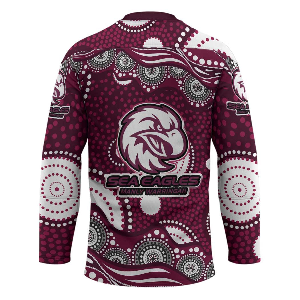 Manly Warringah Sea Eagles Hockey Jersey Aboriginal Dot Pattern - Rugby Mascot Heritage Pride