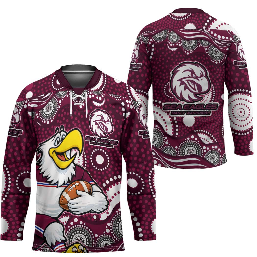 Manly Warringah Sea Eagles Hockey Jersey Aboriginal Dot Pattern - Rugby Mascot Heritage Pride