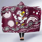 Manly Warringah Sea Eagles Hooded Blanket Aboriginal Dot Pattern - Rugby Mascot Heritage Pride