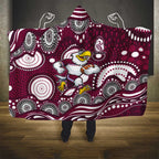 Manly Warringah Sea Eagles Hooded Blanket Aboriginal Dot Pattern - Rugby Mascot Heritage Pride