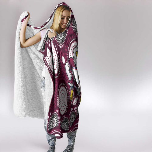 Manly Warringah Sea Eagles Hooded Blanket Aboriginal Dot Pattern - Rugby Mascot Heritage Pride