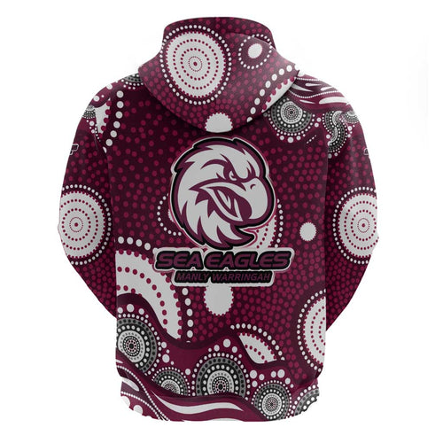 Manly Warringah Sea Eagles Hoodie Aboriginal Dot Pattern - Rugby Mascot Heritage Pride