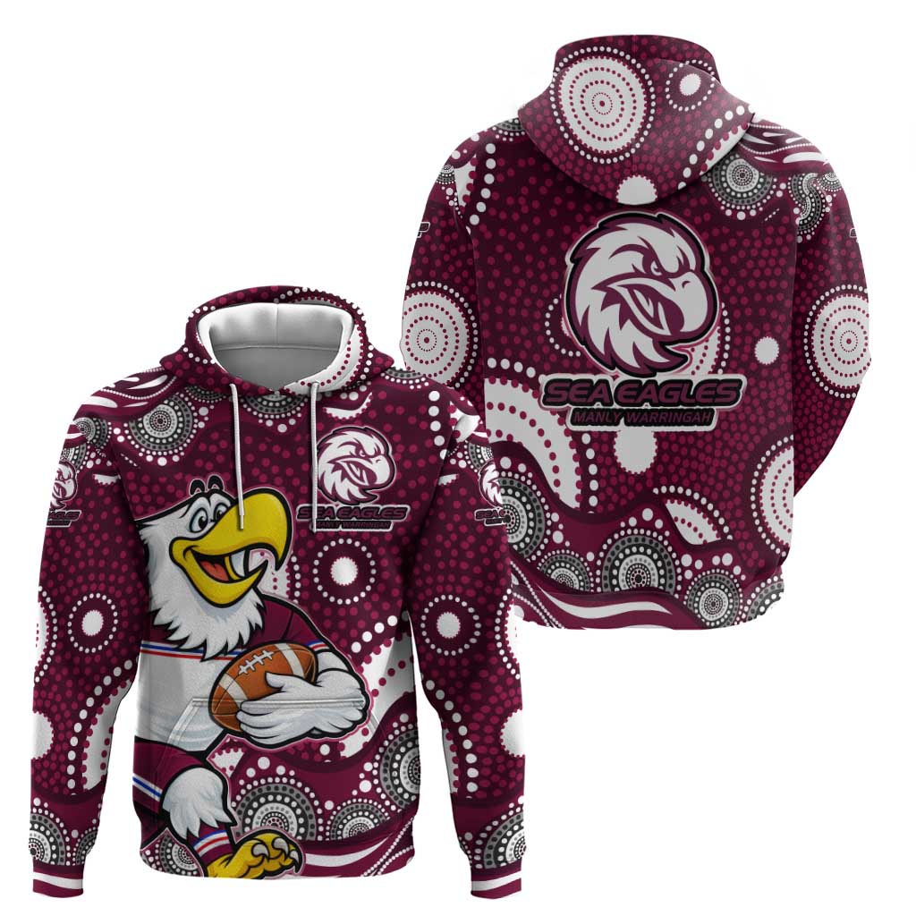 Manly Warringah Sea Eagles Hoodie Aboriginal Dot Pattern - Rugby Mascot Heritage Pride