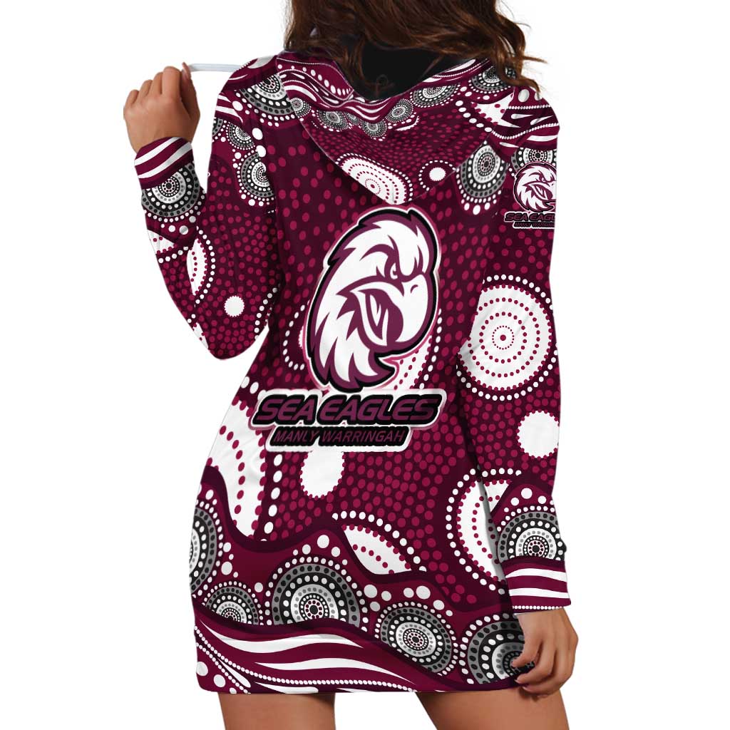 Manly Warringah Sea Eagles Hoodie Dress Aboriginal Dot Pattern - Rugby Mascot Heritage Pride