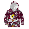 Manly Warringah Sea Eagles Kid Hoodie Aboriginal Dot Pattern - Rugby Mascot Heritage Pride