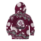 Manly Warringah Sea Eagles Kid Hoodie Aboriginal Dot Pattern - Rugby Mascot Heritage Pride