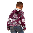 Manly Warringah Sea Eagles Kid Hoodie Aboriginal Dot Pattern - Rugby Mascot Heritage Pride