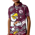 Manly Warringah Sea Eagles Kid Polo Shirt Aboriginal Dot Pattern - Rugby Mascot Heritage Pride