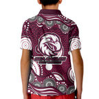 Manly Warringah Sea Eagles Kid Polo Shirt Aboriginal Dot Pattern - Rugby Mascot Heritage Pride