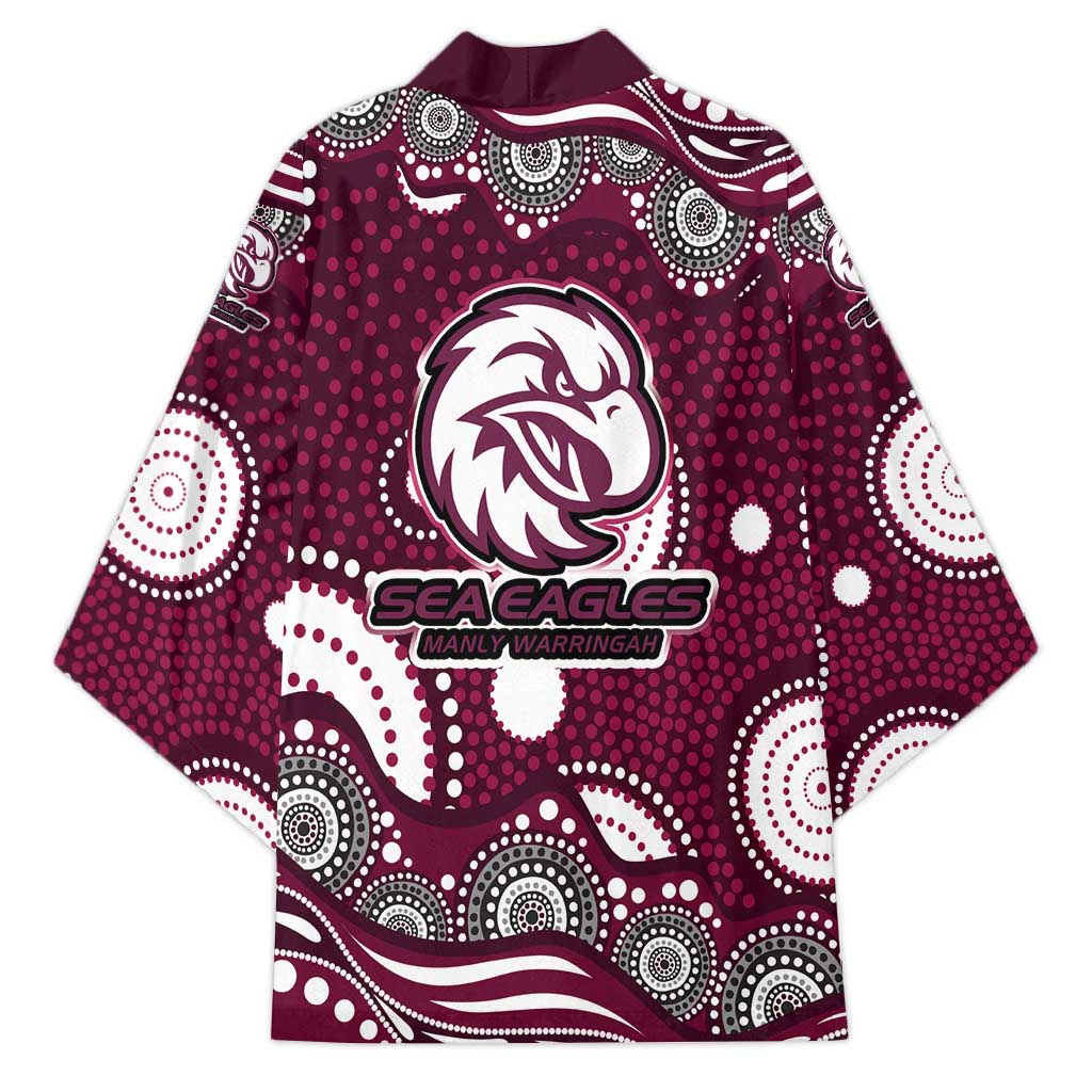 Manly Warringah Sea Eagles Kimono Aboriginal Dot Pattern - Rugby Mascot Heritage Pride