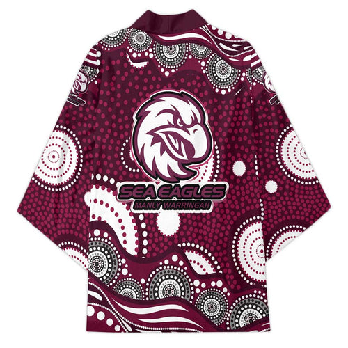 Manly Warringah Sea Eagles Kimono Aboriginal Dot Pattern - Rugby Mascot Heritage Pride