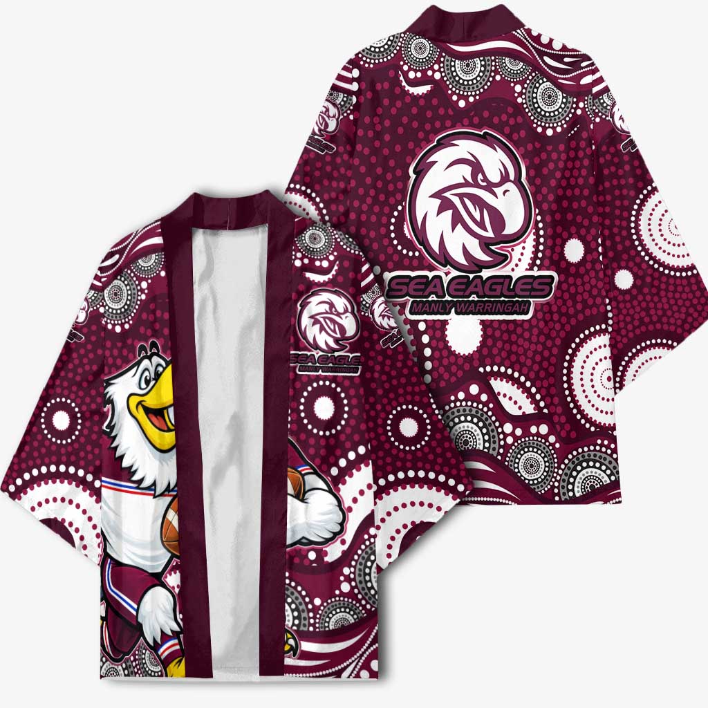 Manly Warringah Sea Eagles Kimono Aboriginal Dot Pattern - Rugby Mascot Heritage Pride