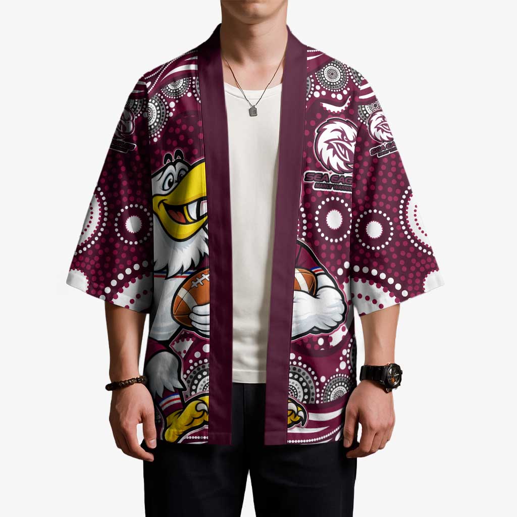 Manly Warringah Sea Eagles Kimono Aboriginal Dot Pattern - Rugby Mascot Heritage Pride