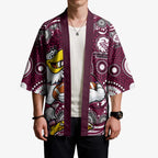 Manly Warringah Sea Eagles Kimono Aboriginal Dot Pattern - Rugby Mascot Heritage Pride