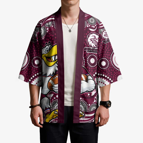 Manly Warringah Sea Eagles Kimono Aboriginal Dot Pattern - Rugby Mascot Heritage Pride