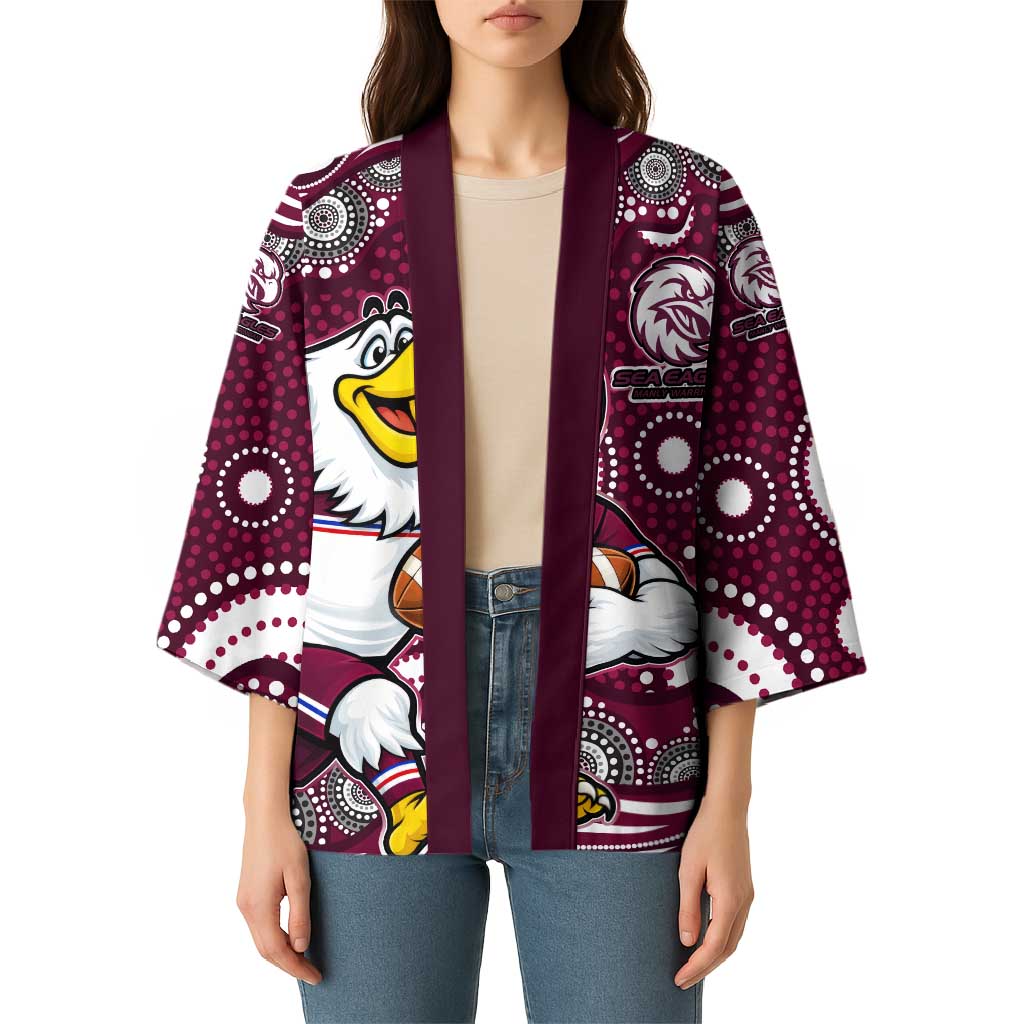 Manly Warringah Sea Eagles Kimono Aboriginal Dot Pattern - Rugby Mascot Heritage Pride