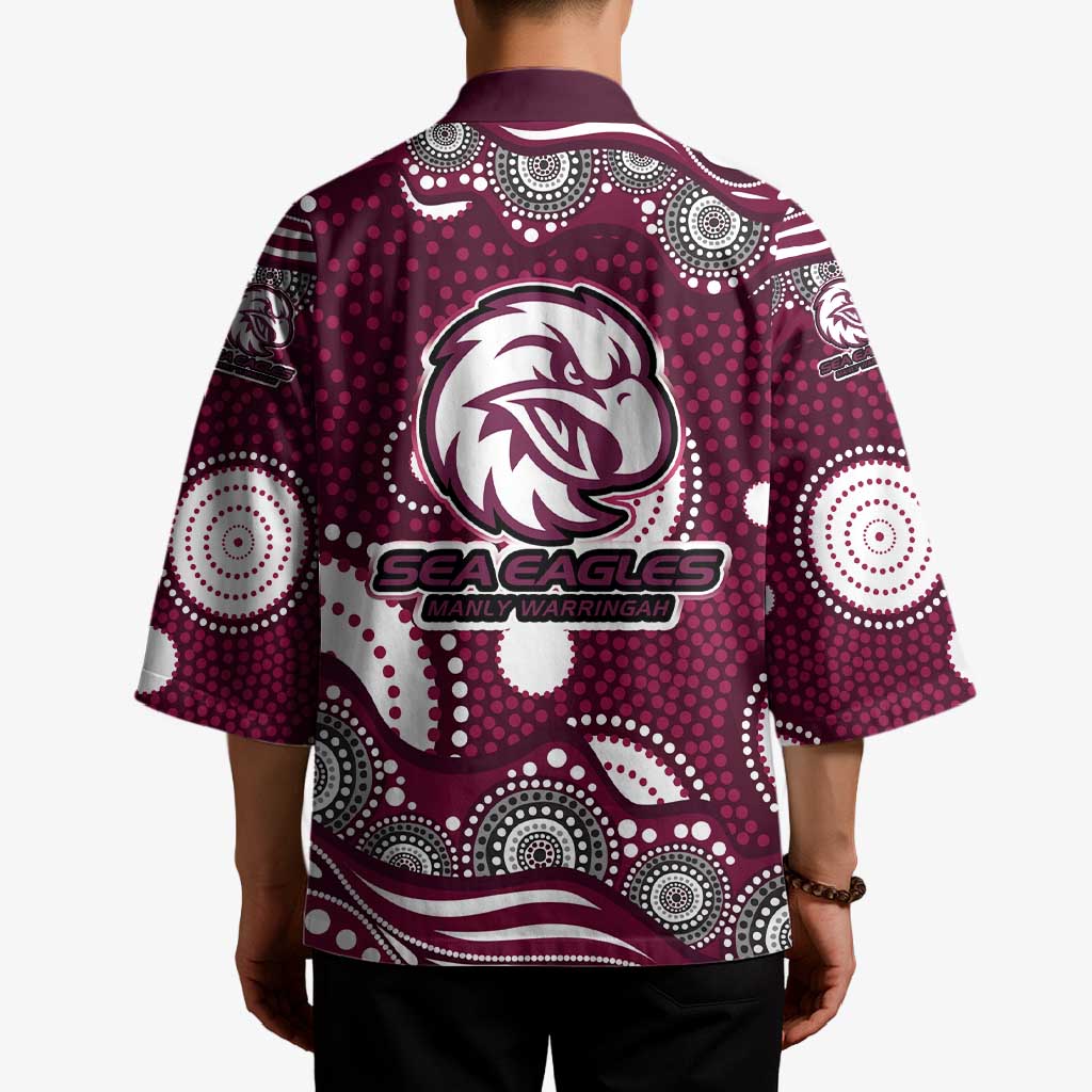 Manly Warringah Sea Eagles Kimono Aboriginal Dot Pattern - Rugby Mascot Heritage Pride