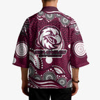 Manly Warringah Sea Eagles Kimono Aboriginal Dot Pattern - Rugby Mascot Heritage Pride