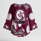 Manly Warringah Sea Eagles Kimono Sleeve Blouse Aboriginal Dot Pattern - Rugby Mascot Heritage Pride