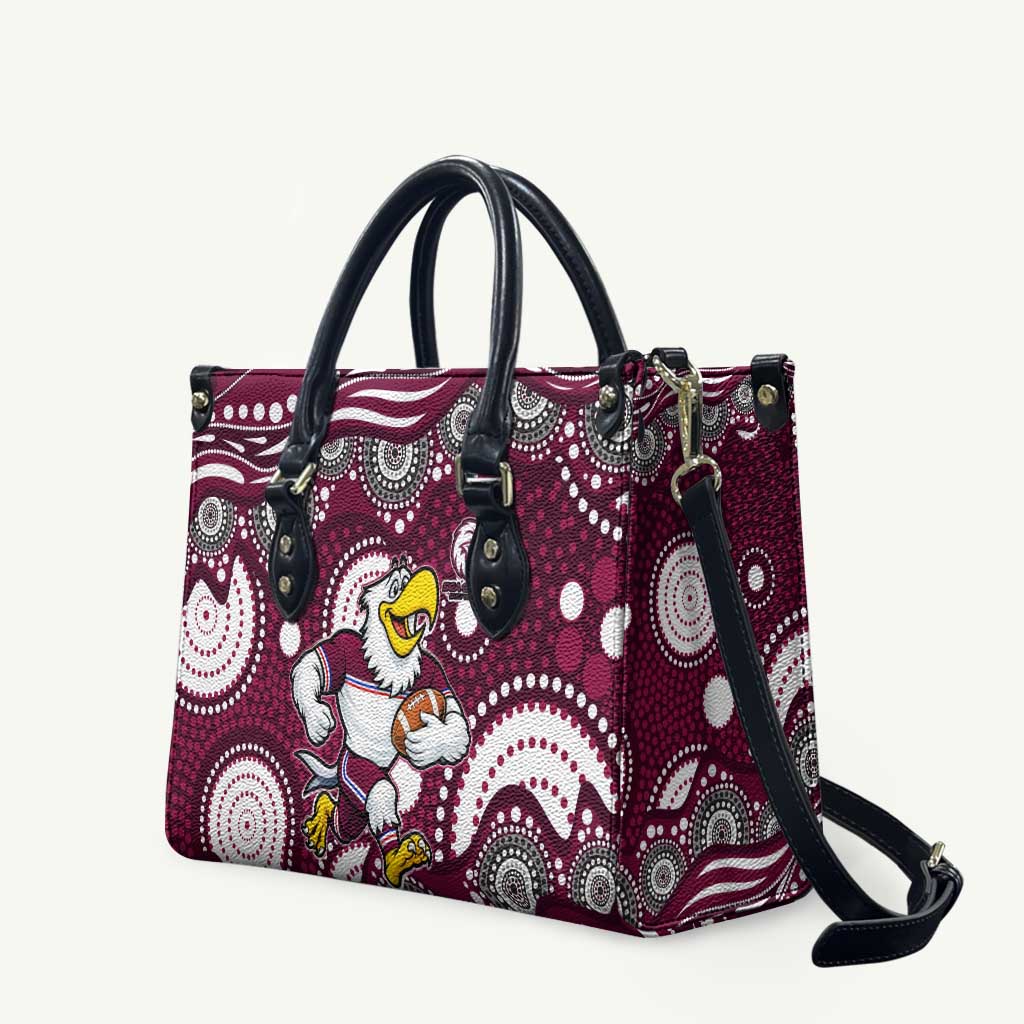Manly Warringah Sea Eagles Leather Bag Aboriginal Dot Pattern - Rugby Mascot Heritage Pride