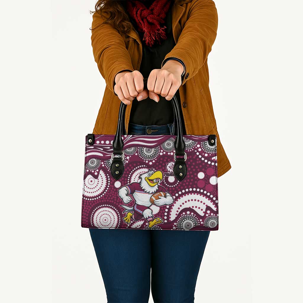 Manly Warringah Sea Eagles Leather Bag Aboriginal Dot Pattern - Rugby Mascot Heritage Pride