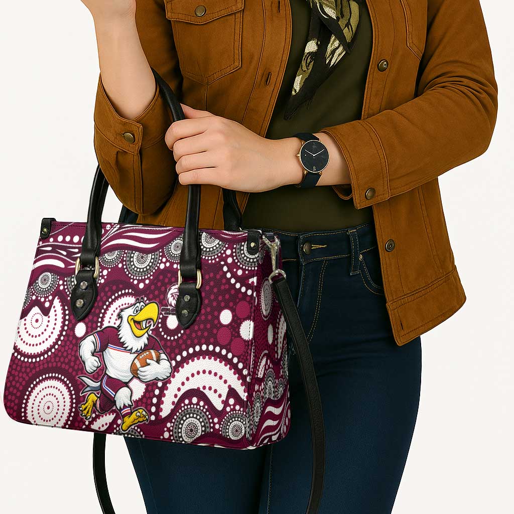 Manly Warringah Sea Eagles Leather Bag Aboriginal Dot Pattern - Rugby Mascot Heritage Pride