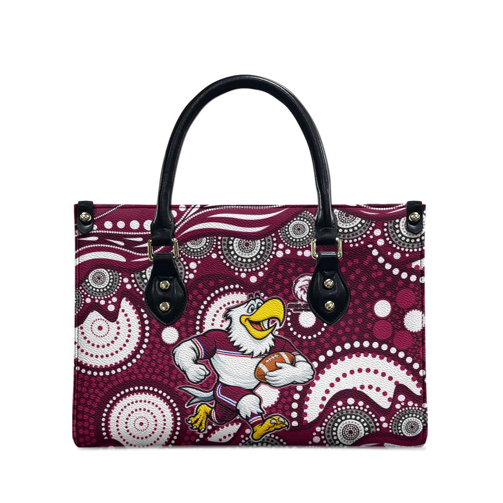Manly Warringah Sea Eagles Leather Bag Aboriginal Dot Pattern - Rugby Mascot Heritage Pride